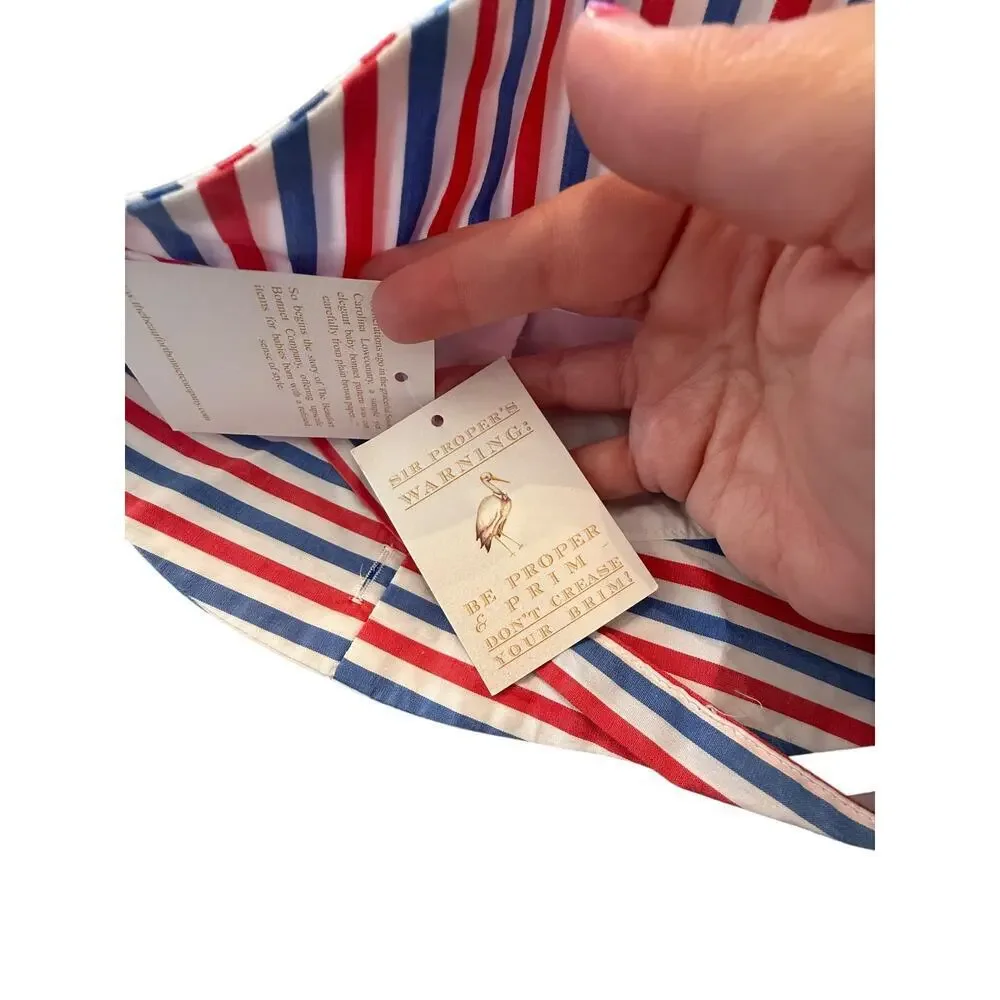 The Beaufort Bonnet Company Red/Blue/White Striped Beaufort Bucket Hat Size L - Picture 4 of 6